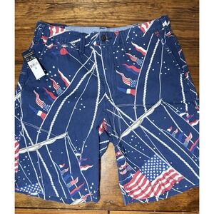 Polo Ralph Lauren Flag Sailboat Print Shorts Sz 32 Americana Nautical‎
